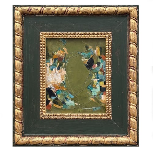 Abstract Green Oil Painting in Vintage Frame | Oil And Acrylic Painting in Paintings by Suzanne Nicoll Studio