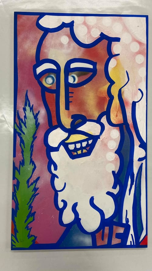 Jesú að gleðjast. Jesus getting happy. | Paintings by Kailash Youze
