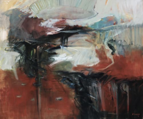 Large Abstract Landscape Oil Painting | Oil And Acrylic Painting in Paintings by Simona Gocan