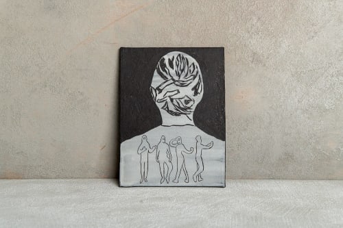 Black Ceramic Wall Hanging Tile | Engraving in Art & Wall Decor by ShellyClayspot
