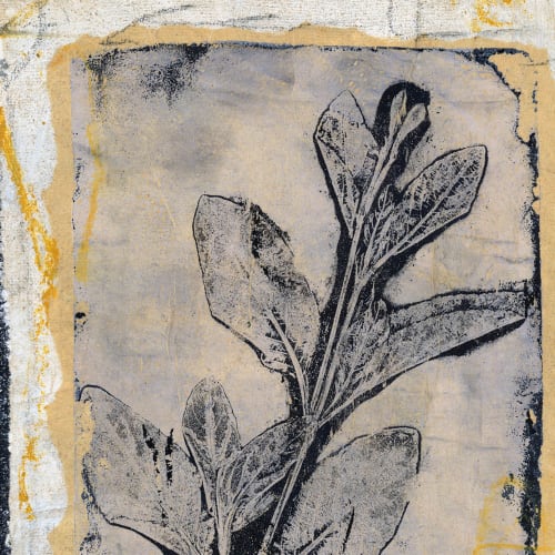 Garden Fog – Original Neutral Botanical Mixed Media Collage | Paintings by Michele S