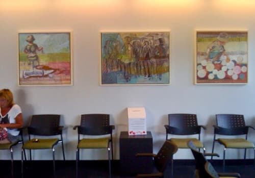 Painting Installation at Miles Nadal Jewish Community Centre | Paintings by Marjolyn van der Hart | Miles Nadal Jewish Community Centre in Toronto
