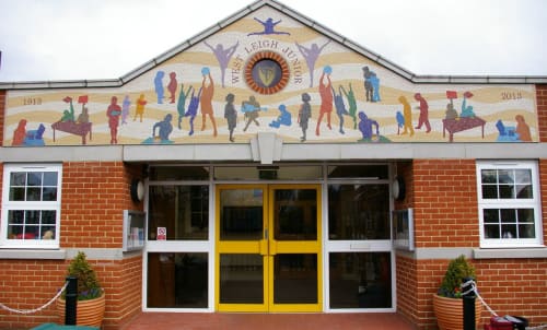 West Leigh Junior School Entrance Apex Freize | Public Mosaics by Paul Siggins - The Mosaic Studio | West Leigh Junior School in Southend-on-Sea