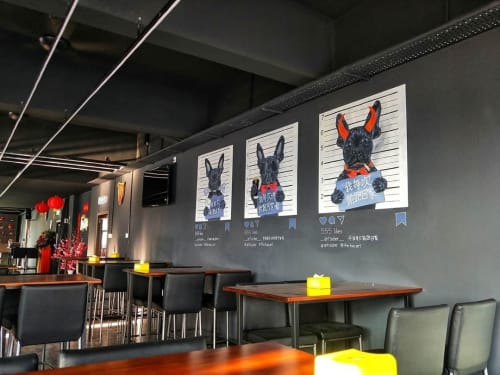 Bulldog in the bar | Murals by TWO ART 贰·畫咖