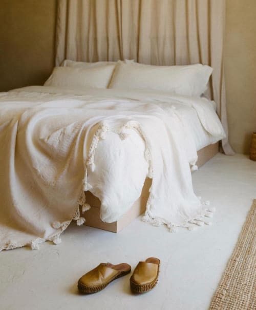 Paradise Bedspread in Cream | Paintings by Paradise People