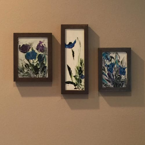 Three Small Flower Painting | Paintings by Rina Patel