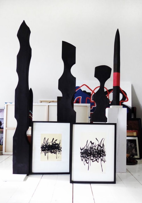 Untitled sculptures in charred cedar wood by Neshka 