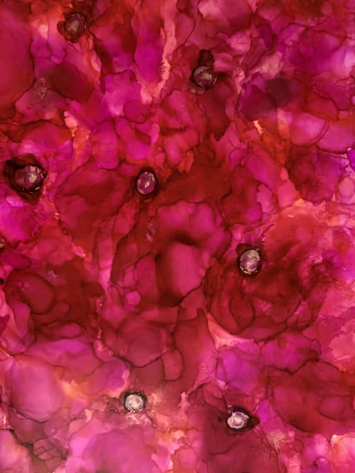 Blooms in Pink Original Alcohol Ink & Resin Painting | Oil And Acrylic Painting in Paintings by MELISSA RENEE fieryfordeepblue  Art & Design