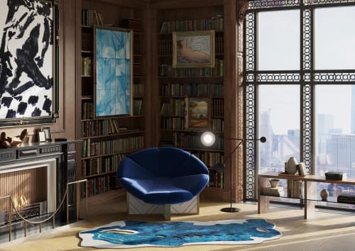 Rug Magnetic Soil Bright Blue modern unusual form | Rugs by Atelier Tapis Rouge