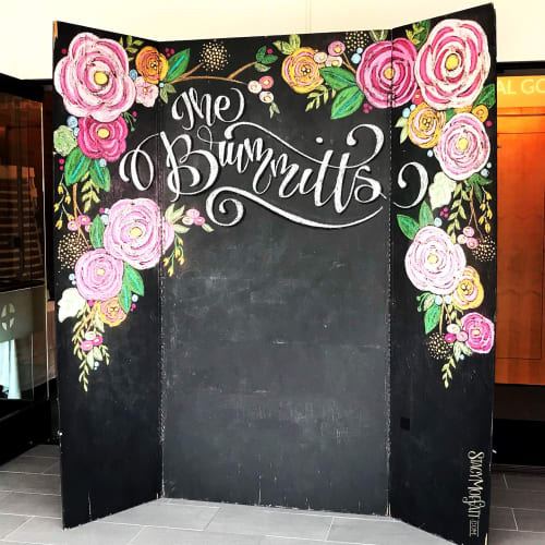 Flowery Wedding Chalkboard Backdrop | Murals by Stacy Moffatt