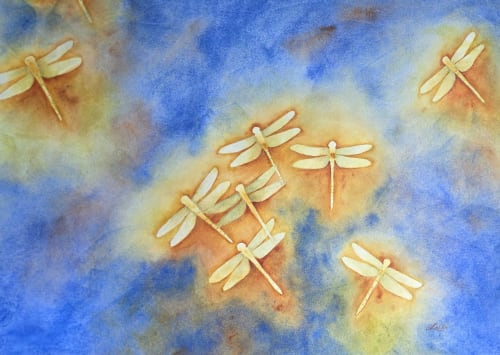 Dragonflies in Light. | Watercolor Painting in Paintings by Laila Vazquez