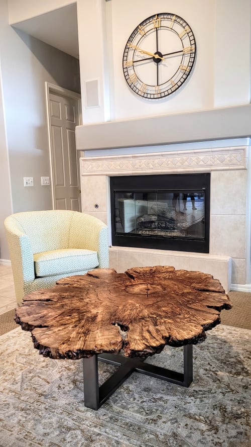 Peruvian Pepper Burl 50" Round Live Edge Coffee Table | Tables by Lumberlust Designs