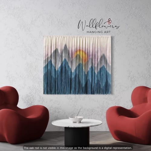 SIERRA PURPLE SUNSET Abstract Mountain Textile Wall Hanging | Wall Hangings by Wallflowers Hanging Art