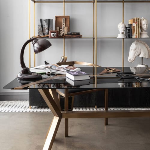 Hidden Black Glass and Brass Table | Tables by LAGU