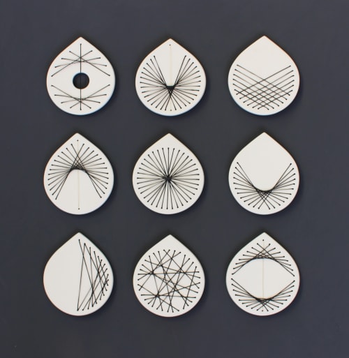 9 Stitched Ceramics Wall Art Set | Wall Sculpture in Wall Hangings by Elizabeth Prince Ceramics