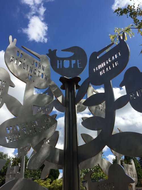 Donor Names Outdoor Sculpture | Public Sculptures by Hilary Pfeifer | Garlington Center in Portland