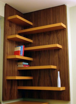 Beech shelves on Walnut backboard. | Shelving in Storage by Brian Cullen Furniture