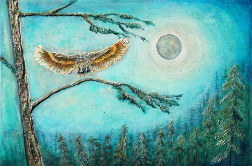 Full Moon Whisper — Original Acrylic Painting | Oil And Acrylic Painting in Paintings by DaggArt