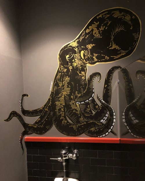 Golden Octopus | Murals by Dozfy, LLC | Cooks & Soldiers in Atlanta