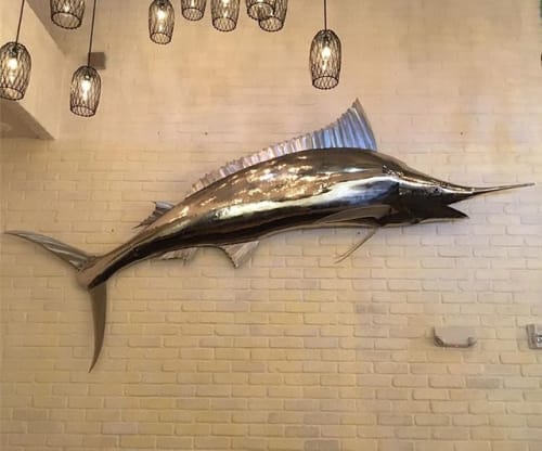 Silver Marlin | Public Sculptures by Ben Roth Design | SUDA Izakaya in Jackson