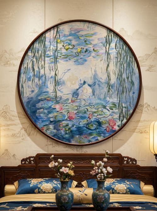 Random-Stitch Suzhou Embroidery Monet’s Water Lilies | Wall Hangings by Dynasty Artisan