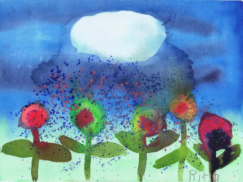 April showers | Watercolor Painting in Paintings by Rita Winkler - My Art, My Shop -by Rita ... Where Every Stroke Speaks of Joy and Inclusion