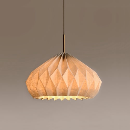Modern Pendant Lamp - Linen Lampshade - MISAKI LAMP | Pendants by La Loupe