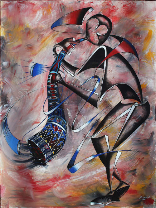 Pembe (horn) instument series | Paintings by Mwenye painter