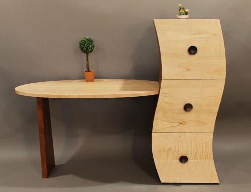 "Contorto" Writing Desk & Drawer Tower | Tables by P. Carlino Design