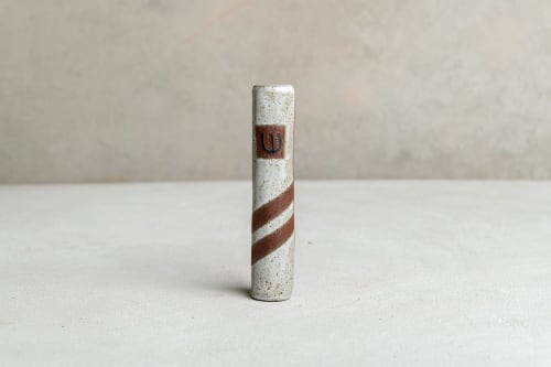 Handmade Ceramic White and Terracotta Mezuzah Case | Ornament in Decorative Objects by ShellyClayspot