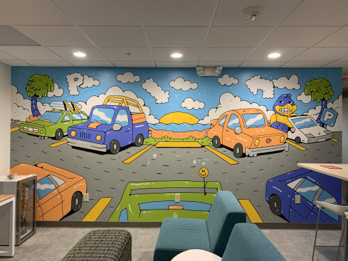 Parking Heaven | Murals by Bigshot Robot | Secure Parking USA in Milwaukee