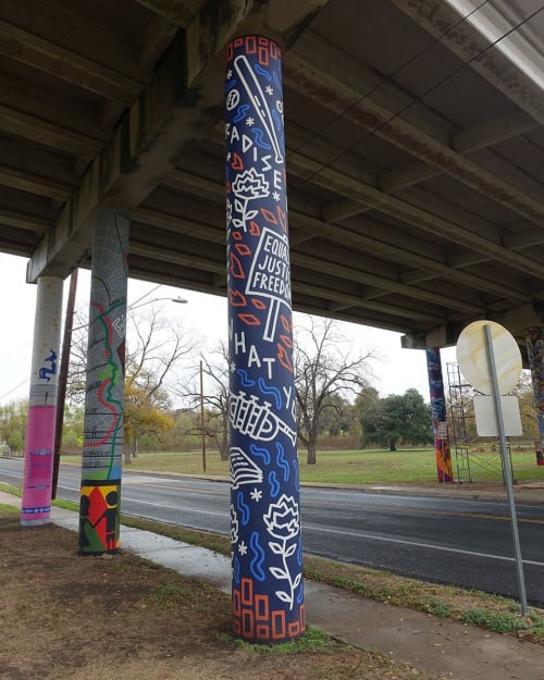Rosewood Pillar Mural | Street Murals by Will Hatch Crosby | Rosewood Neighborhood Park in Austin