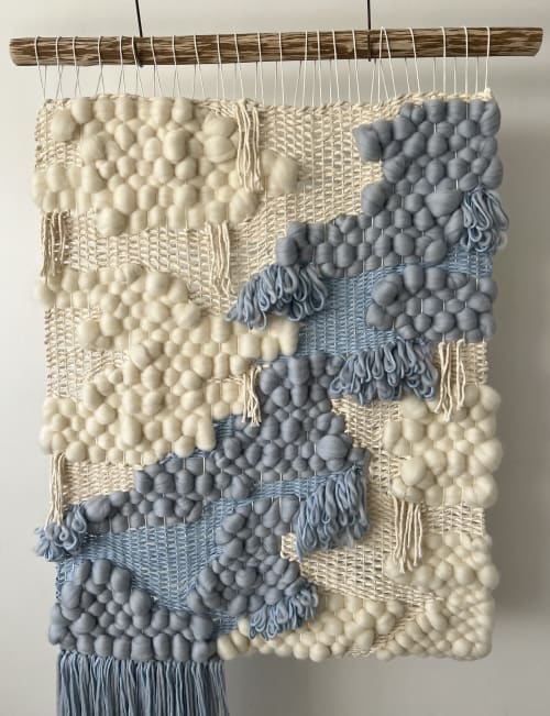 Wool and Cotton Wall Tapestry "Mountain River Breeze" | Wall Hangings by KnitushkiStore