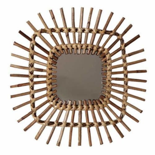 Square Spike Rattan Mirror Wall Decor | Wall Hangings by Casa Amarosa