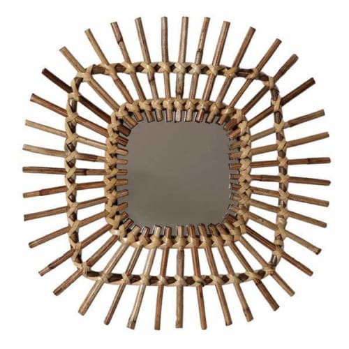 Square Spike Rattan Mirror Wall Decor | Decorative Objects by Casa Amarosa