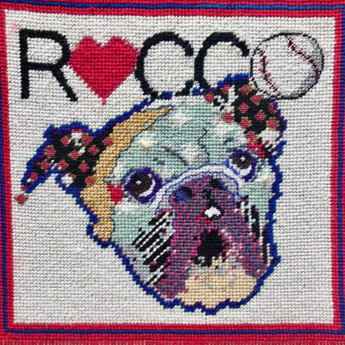 bespoke hand-embroidered NEEDLEPOINT PET PORTRAIT | Pillows by Mommani Threads