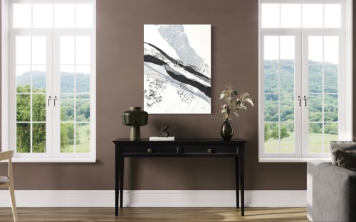 Black & Silver leaf Washi abastract | Paintings by Jan Sullivan Fowler | Bridger Kitchens in Bozeman