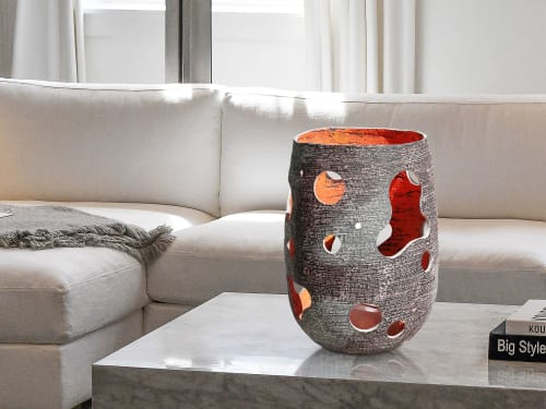 Sculptural vase, wide candle lantern | Sculptures by Donatas Žukauskas