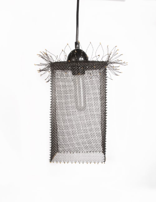 "Fringe I" - Steel Wire Mesh Art Pendant Light - Medium | Pendants by Anne Lindsay