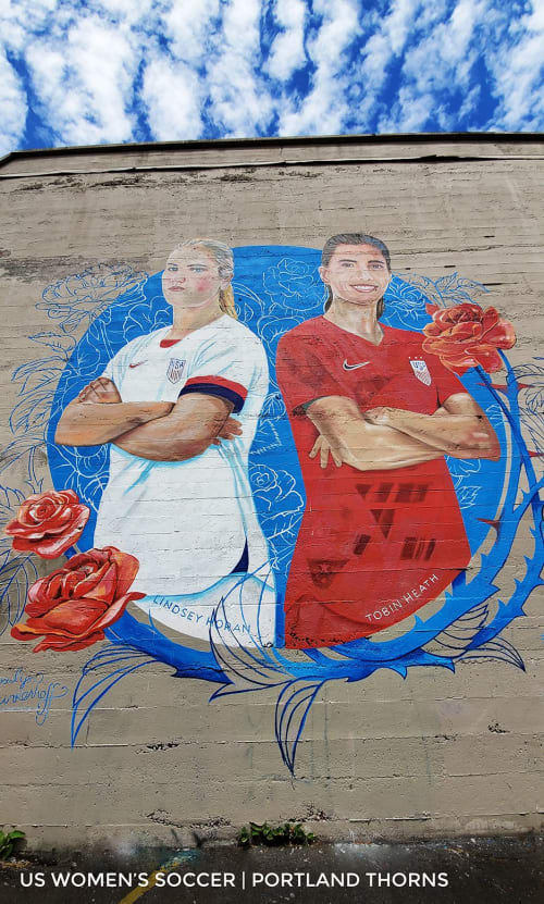 USWNT Women's Soccer Mural Tobin Heath and Lindsay Horan | Street Murals by Jessilyn Brinkerhoff