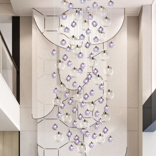 Palazzo Modern Chandelier 100 Art Glass Multi-Color Pendants | Pendants by Galilee Lighting