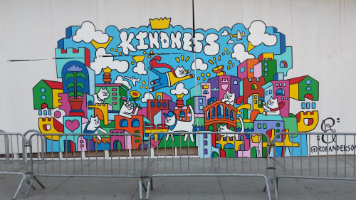 Kittizens of Kindness | Murals by Rob Anderson | The Shops at SkyView Center in Queens