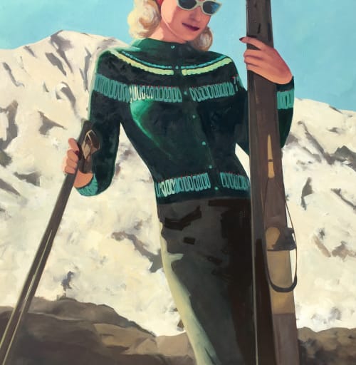 'Apres Ski', 48"x48" original oil painting | Paintings by T.S. Harris aka Tracey Sylvester Harris