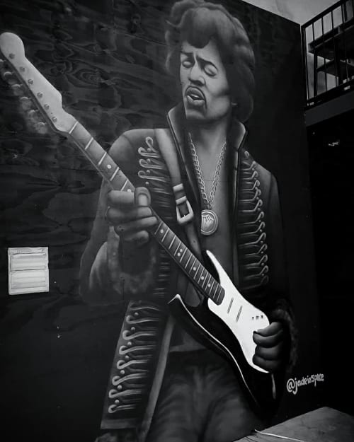 Jimi Hendrix - Harron Custom Guitars Brisbane | Murals by Jade Jennifer Art