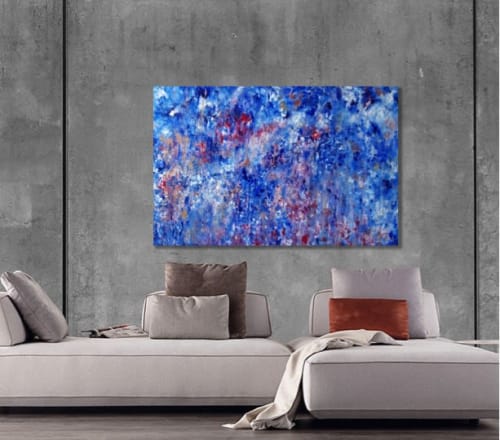 Rain over the blue forest | Paintings by Elena Parau