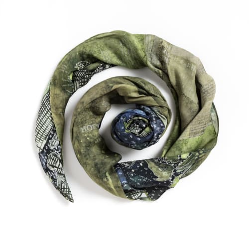 NY Harbor Green | Square Scarf | 54" x 54" | 85% modal . 15% cashmere . 100% original | Apparel & Accessories by Seth B Minkin Fine Art | Seth B Minkin Studio + Showroom in Boston