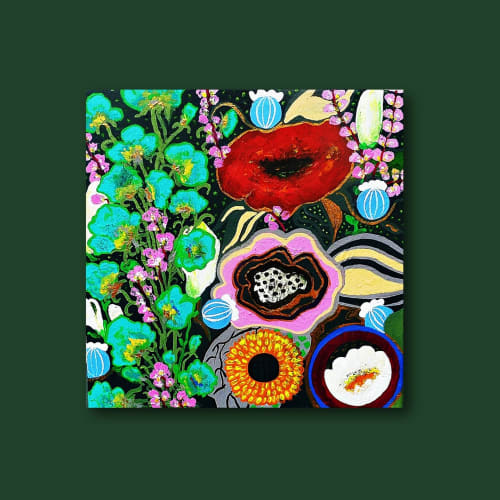 NIGHT FLOWERS - original floral painting on canvas | Oil And Acrylic Painting in Paintings by Marinela Puscasu