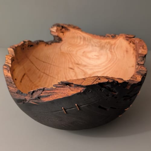 Burnt Big Ash Bowl | Decorative Bowl in Decorative Objects by Wood Alchemist Studio
