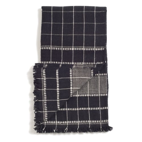 Charco Black White Checks Organic Cotton Throw | Linens & Bedding by Studio Variously
