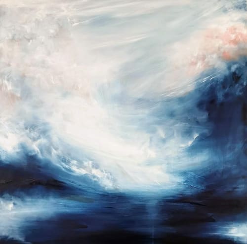 Won't you take my hand and stand still? - blue abstract | Paintings by Jennifer Baker Fine Art